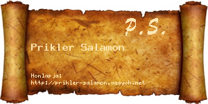 Prikler Salamon névjegykártya